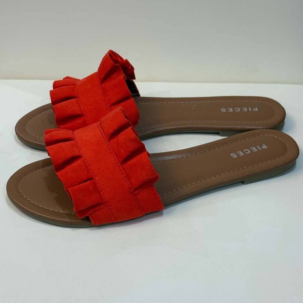 Women's Red Ruffle Sandals. New never worn!